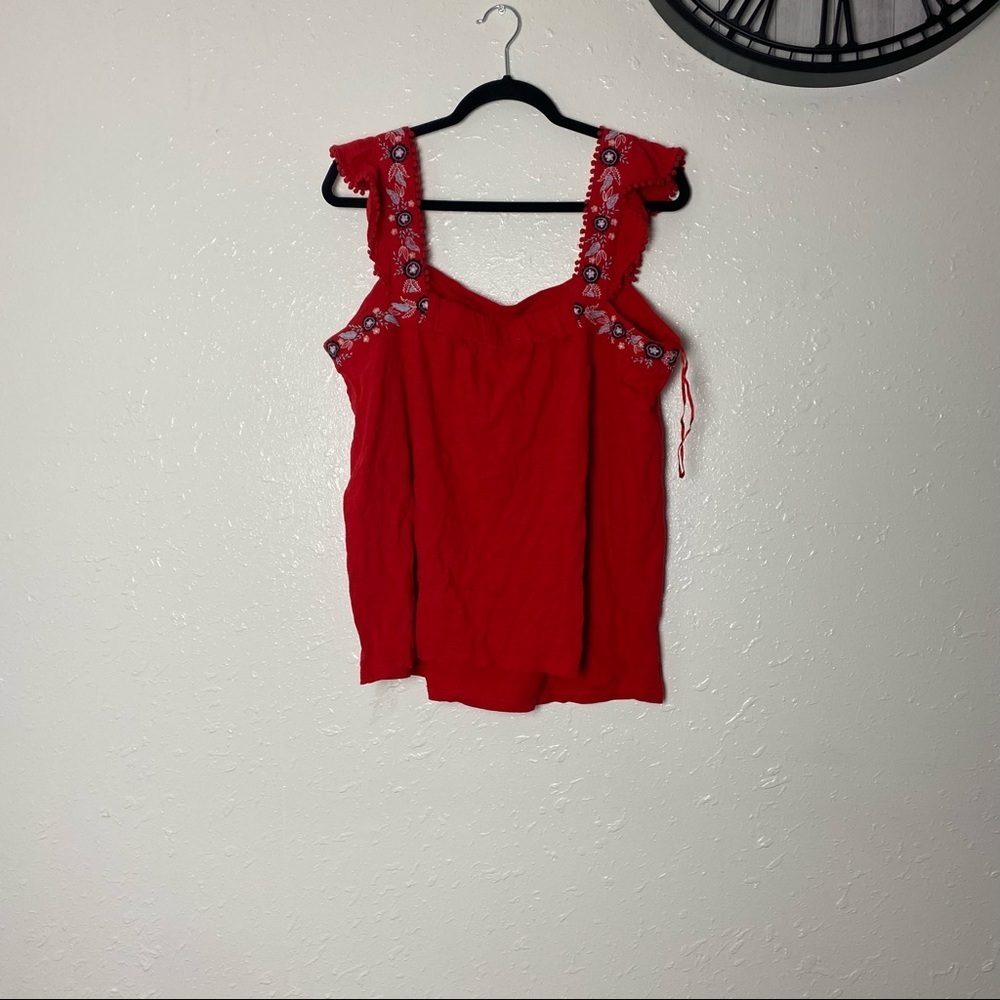 Style &Co Embroidered Flutter Strap Tank Red XL - Picture 2 of 4